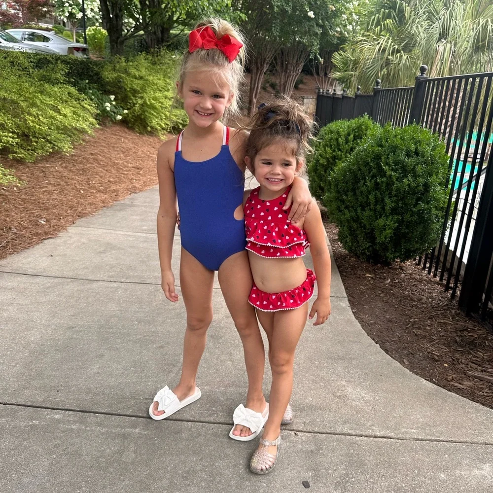 Janie and Jack Red Heart Ruffle Two-Piece Swim Bikini